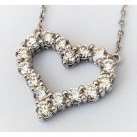 Heart Diamond Necklace 14K White Gold (2 CT)