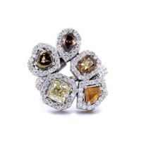 Fancy Multicolor Diamond Ring in 14K White Gold (3...