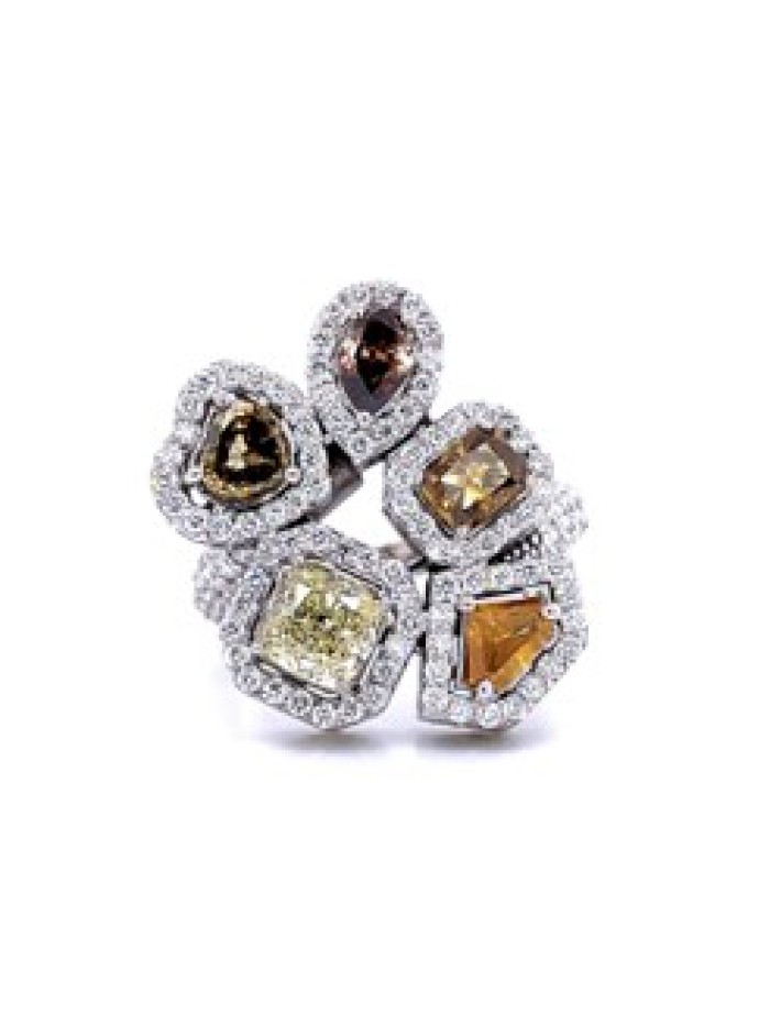 Fancy Multicolor Diamond Ring in 14K White Gold (3.47 ct. tw.)