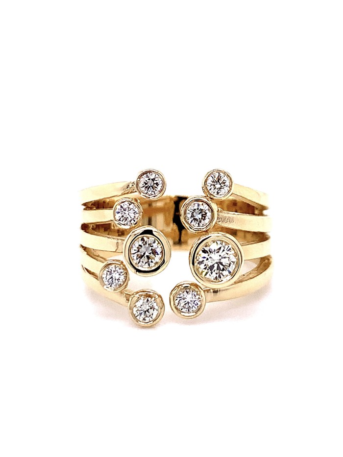 Diamond Bezel Bubble Ring 14K Gold