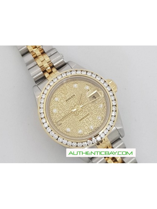 Rolex 18k Gold and Steel Two Tone Computer Diamond...