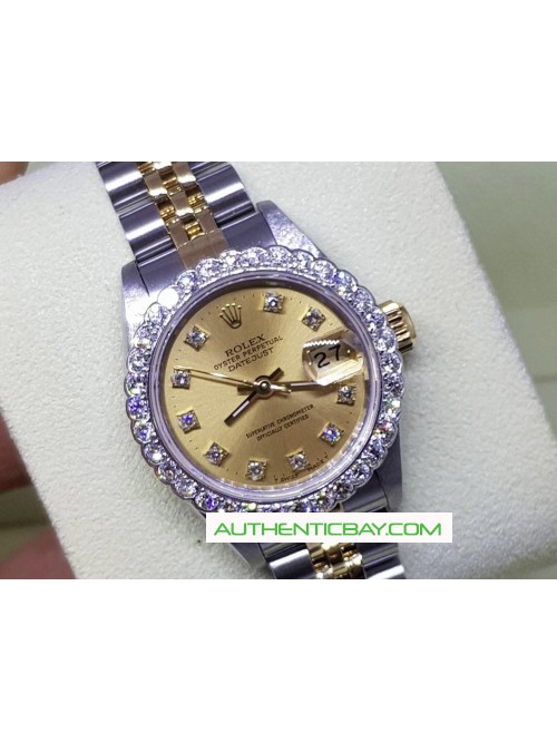 Rolex 18k Gold and Steel Two Tone 26mm Diamond Wom...