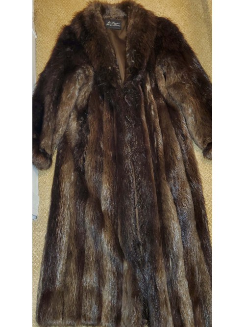 Vintage Natural Long Hair Beaver Fur Coat