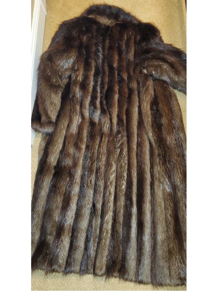 Vintage Natural Long Hair Beaver Fur Coat