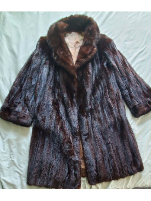 Vintage Mink Fur Coat Brown Exceptionally Warm Lux...