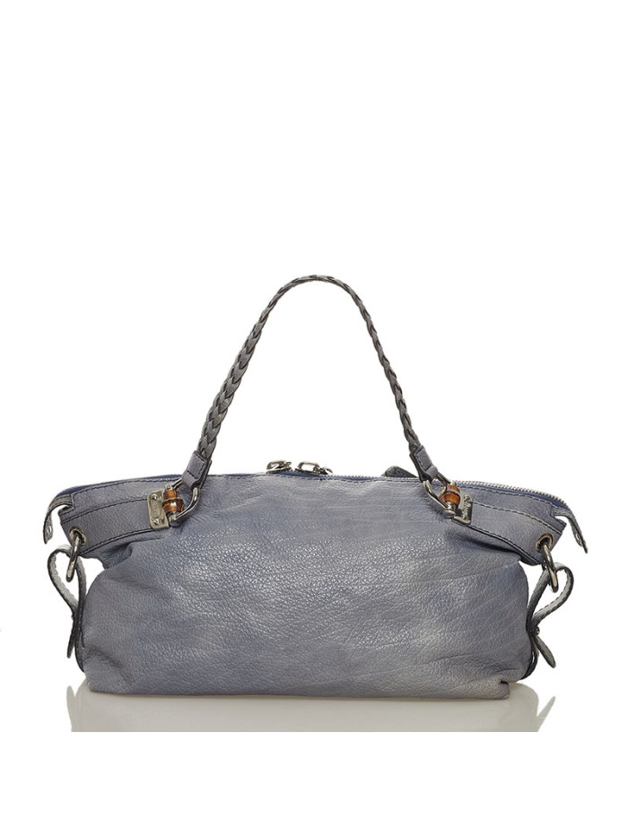 Leather Bamboo Bar Tote Bag