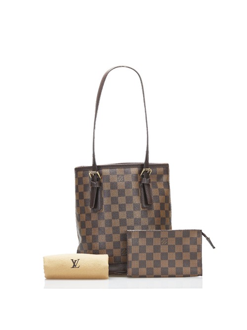 Damier Ebene Marais Bucket Bag with Pouch