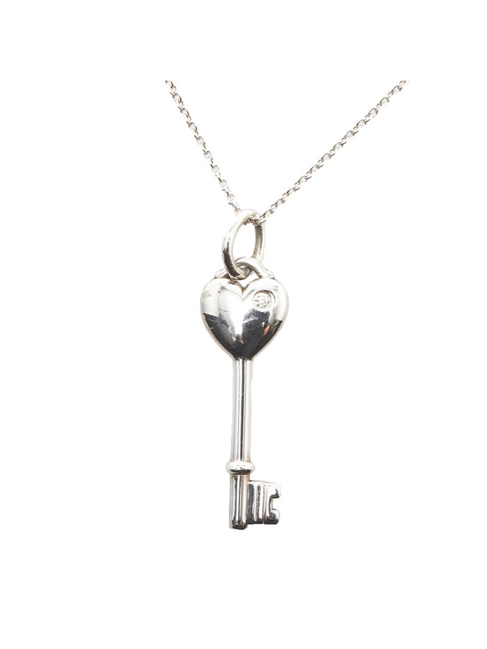 Heart Key Diamond Pendant Necklace