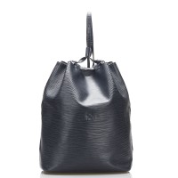 Logo Embossed Leather Drawstring Shoulder Bag