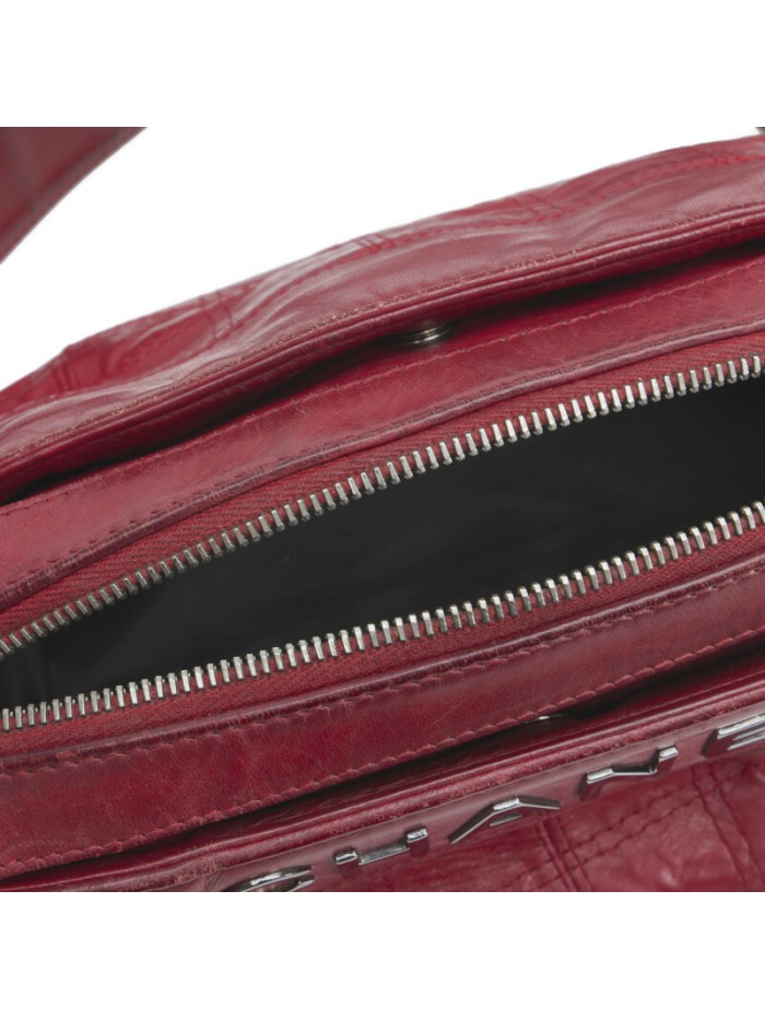 Square Stitched Leather Shoulder Bag