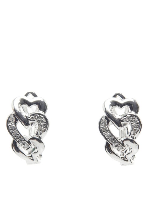 18k Gold Diamond Heart Earrings