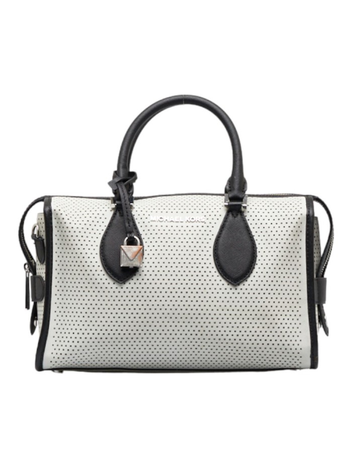 Perforated Leather Boston Bag