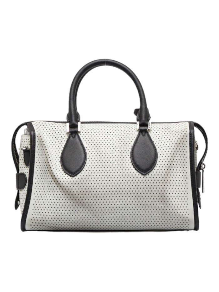 Perforated Leather Boston Bag