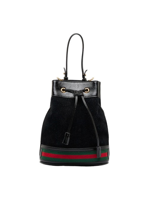 Suede & Patent Leather Ophidia Bucket Bag