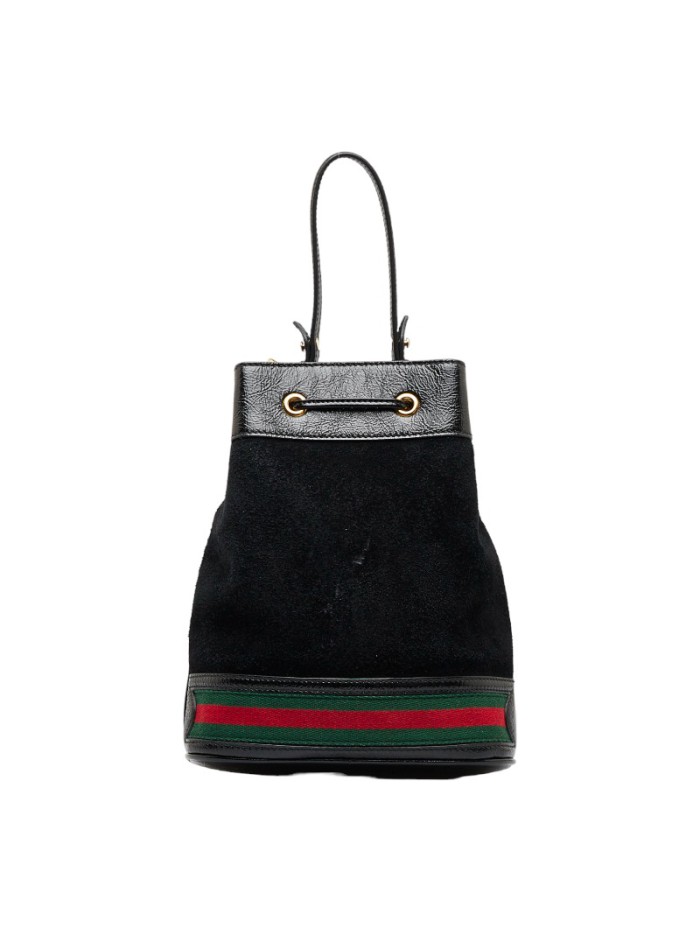 Suede & Patent Leather Ophidia Bucket Bag