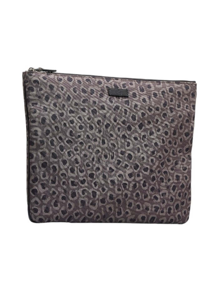 Leopard Print Canvas Clutch Bag