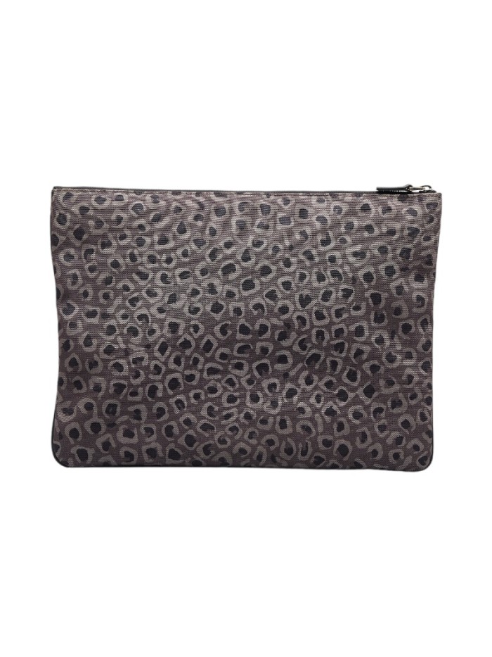 Leopard Print Canvas Clutch Bag
