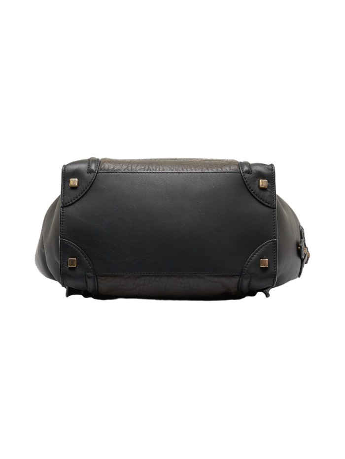 Mini  Emobssed Leather Luggage Tote Bag