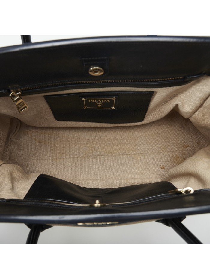 Saffiano Trimmed Canapa Tote Bag