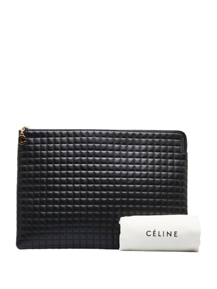 C Charm Quilted Leather Clutch Bag