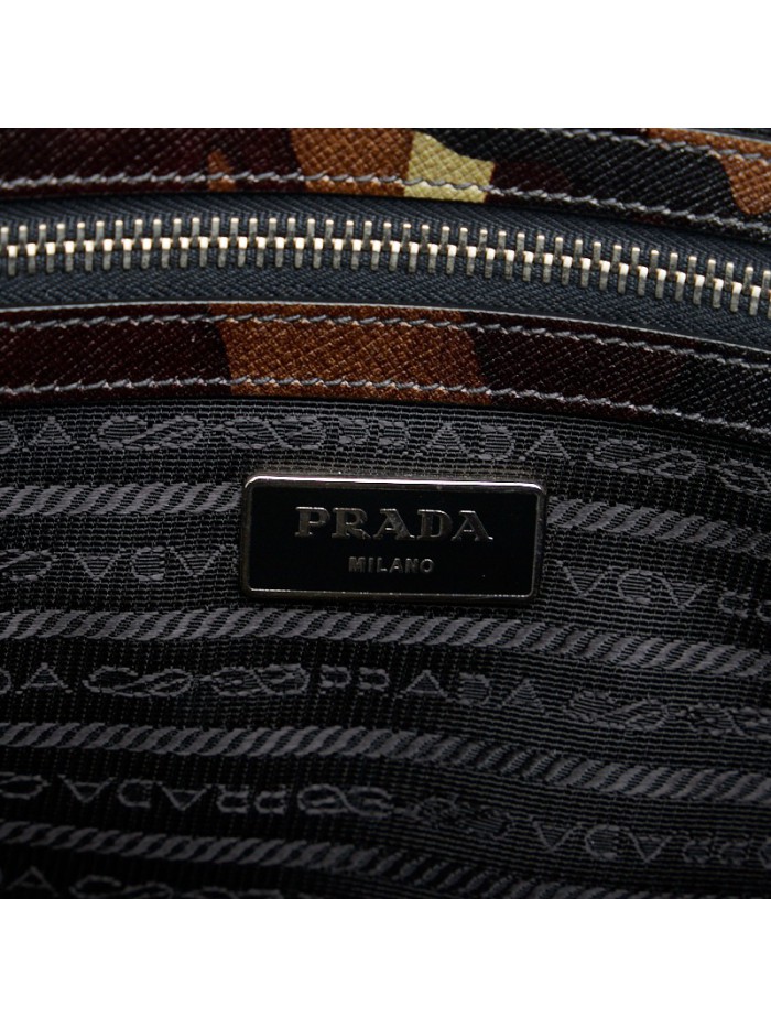 Camo Print Saffiano Leather Business Bag