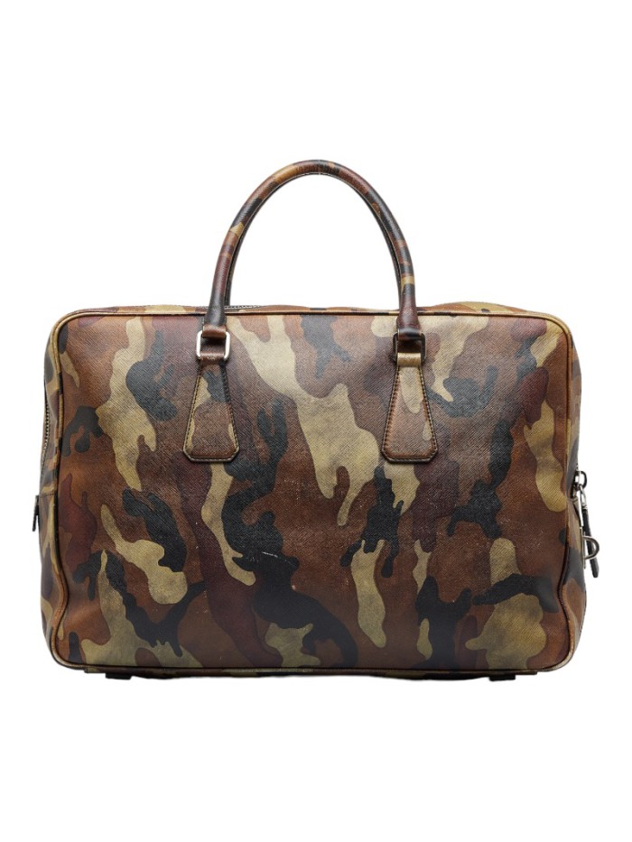 Camo Print Saffiano Leather Business Bag