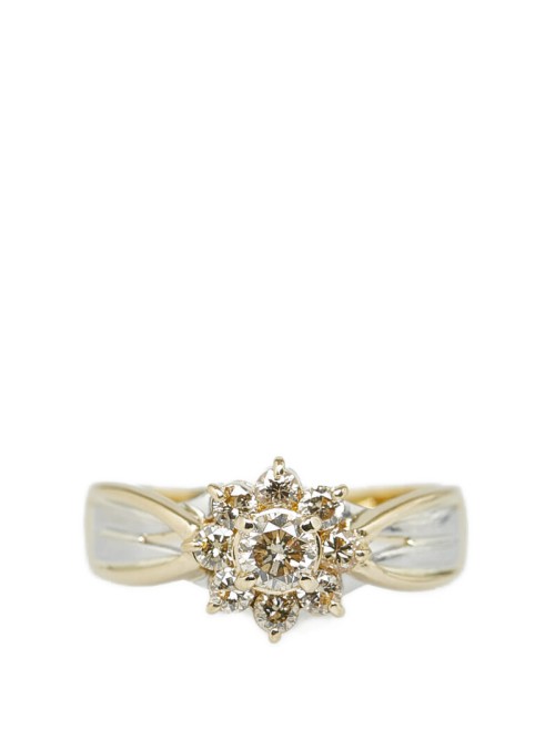 18K & Platinum Diamond Flower Ring