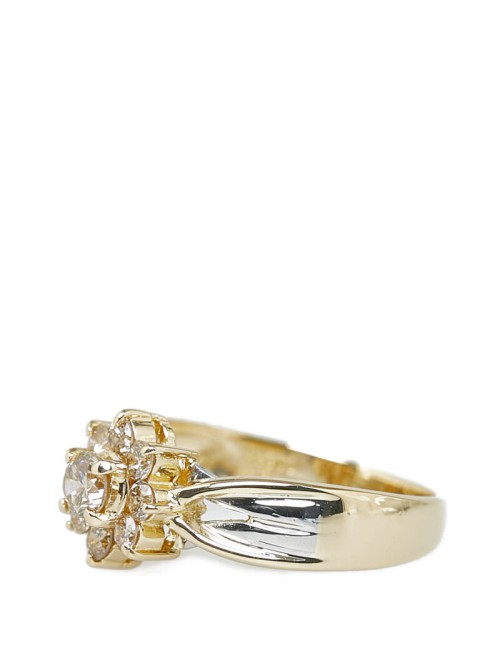 18K & Platinum Diamond Flower Ring