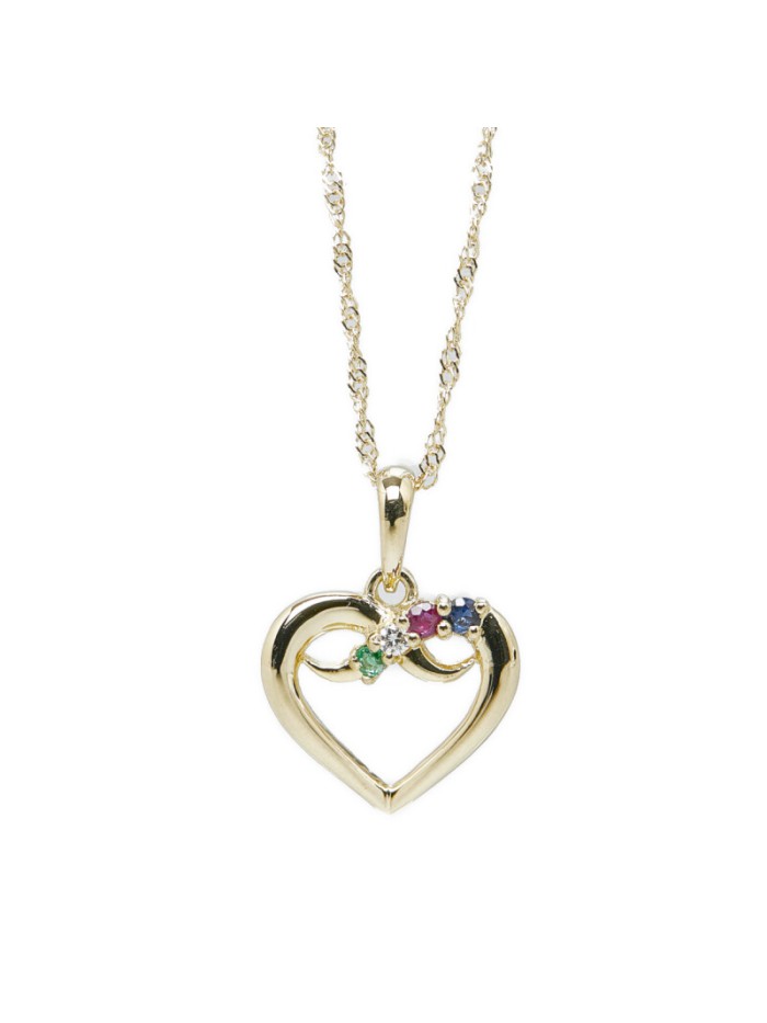 18K Heart & Birthstones Necklace