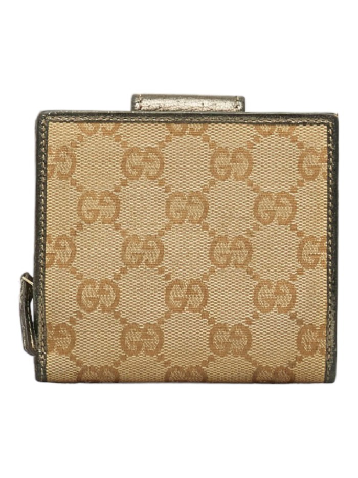 GG Canvas D-Ring Compact  Wallet