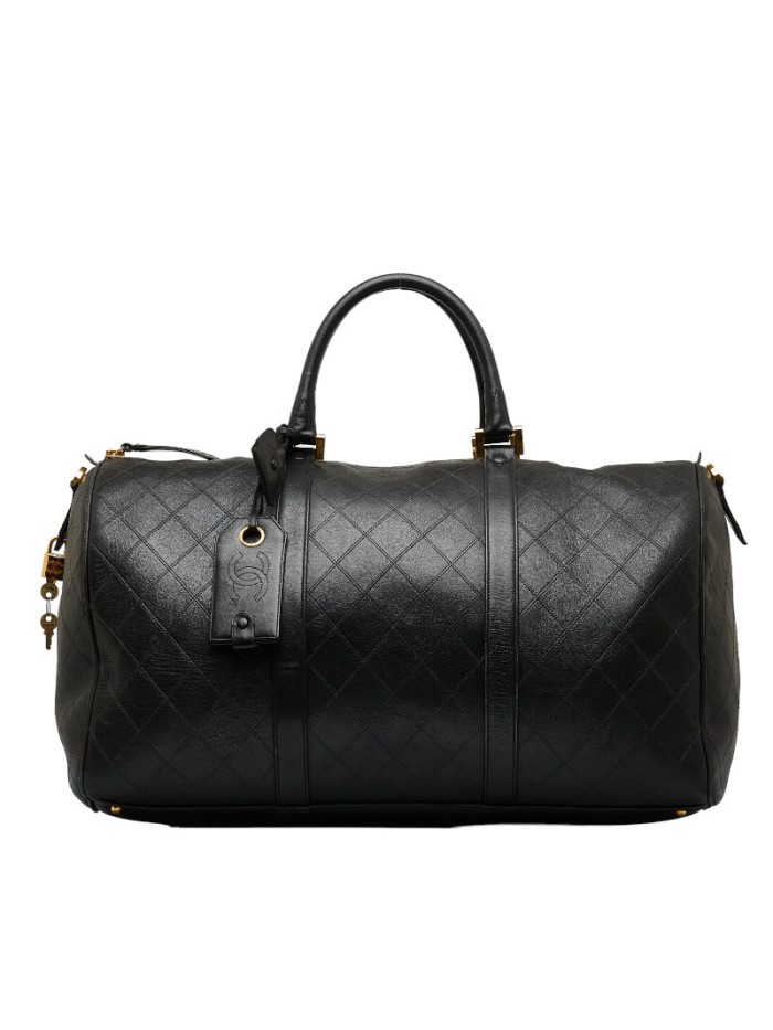 Quilted Leather Boston Duffle Bag 