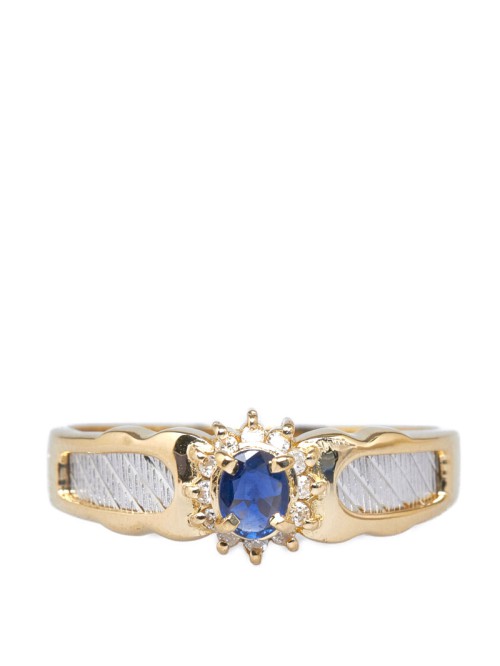 18k Gold Diamond & Sapphire Ring