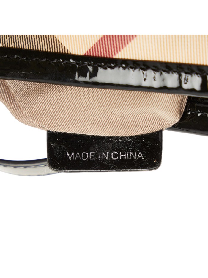 Nova Check Canvas & Patent Leather Baguette