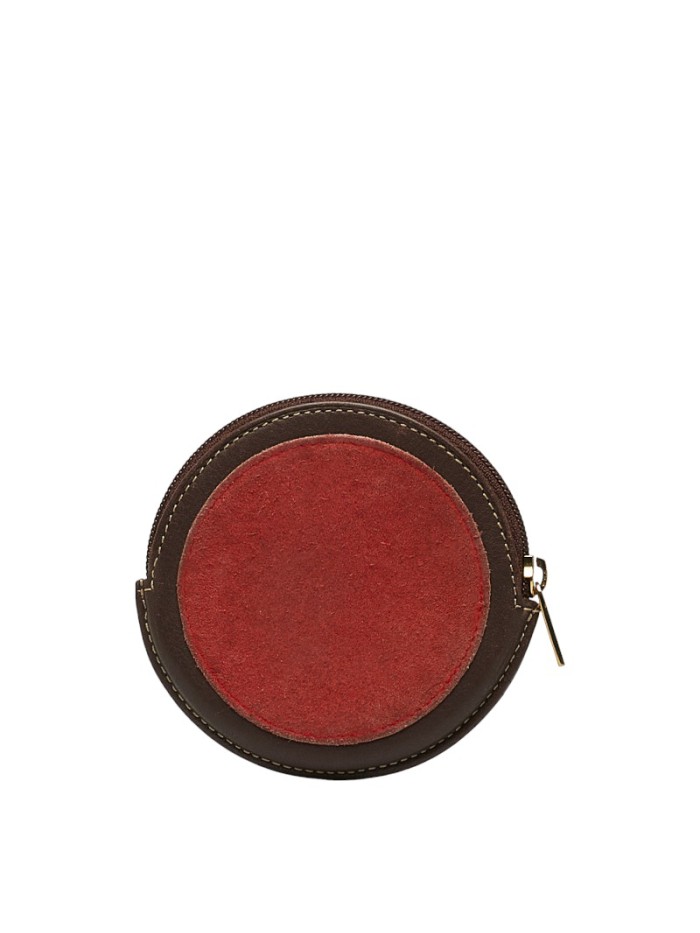 Leather & Suede Round Coin Purse