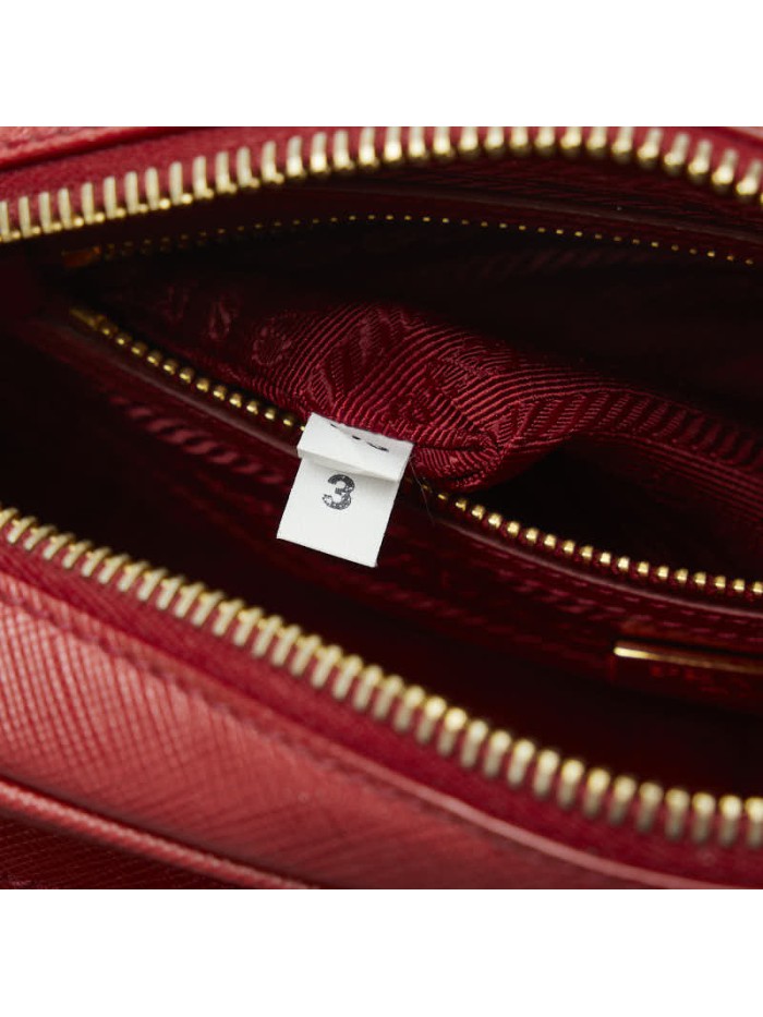 Saffiano Lux Double Zip Crossbody Bag