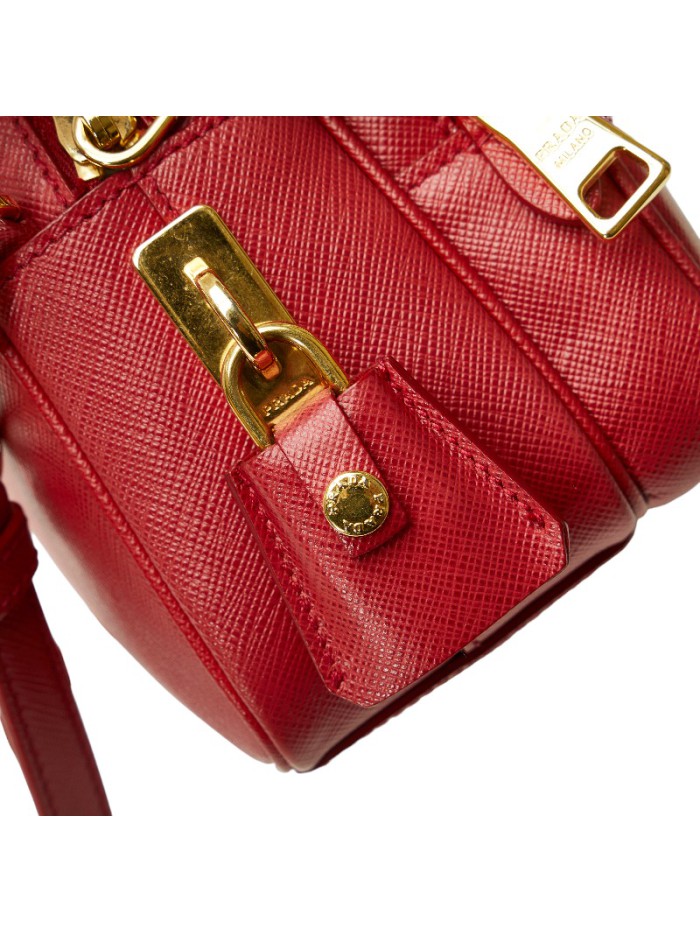 Saffiano Lux Double Zip Crossbody Bag