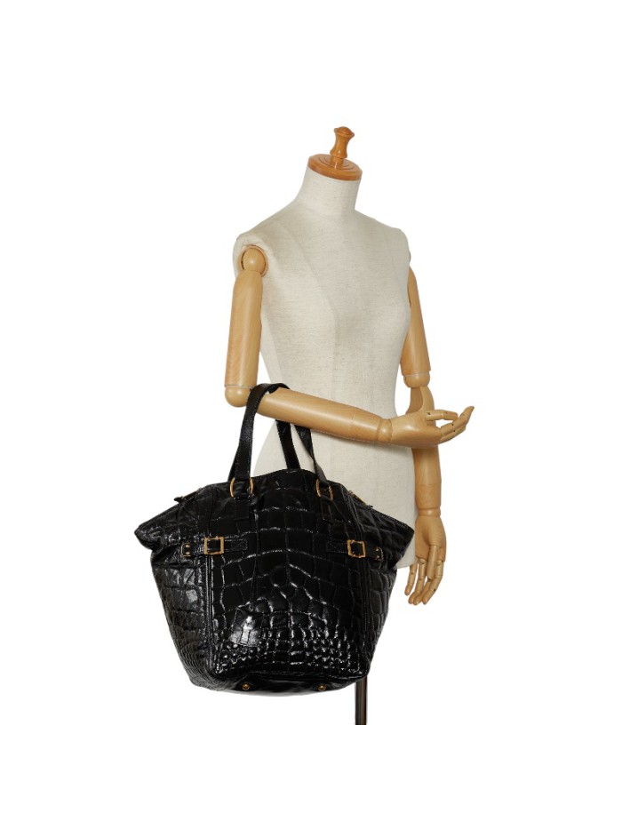 Embossed Leather Downtown Tote Bag