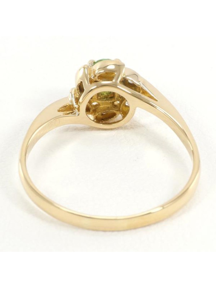 18K Garnet & Diamond Floral Ring 
