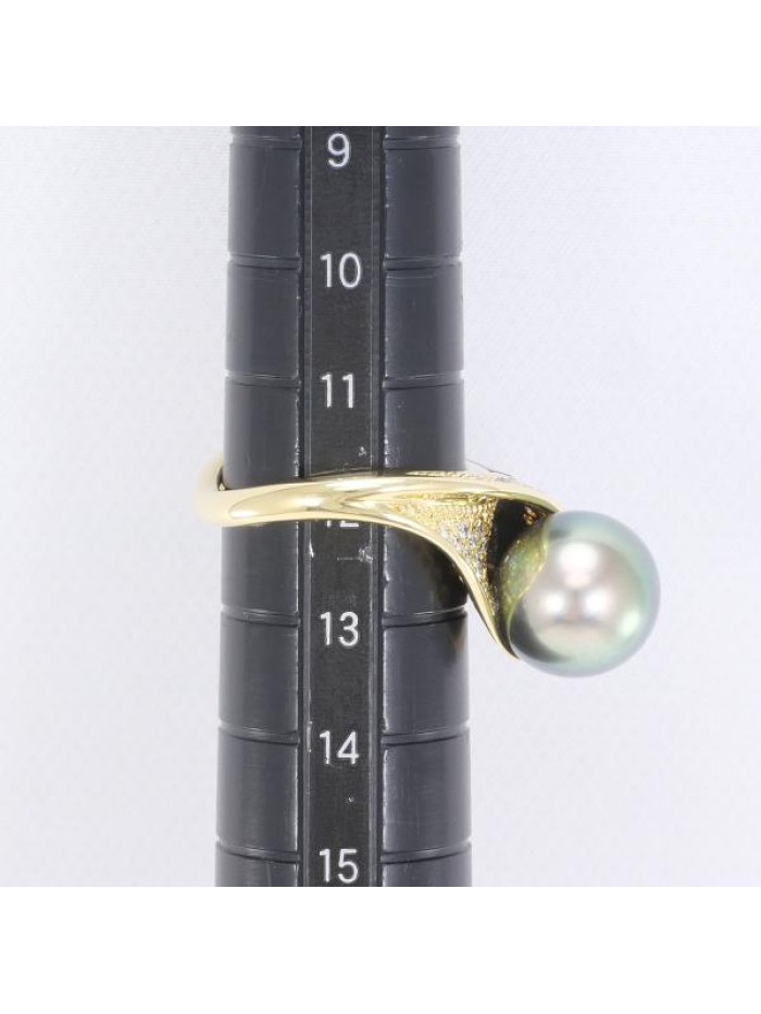 18k Gold Diamond Pearl Ring
