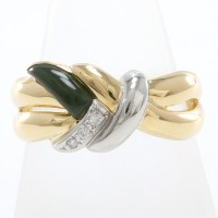 18k Gold & Platinum Diamond Nephrite Ring