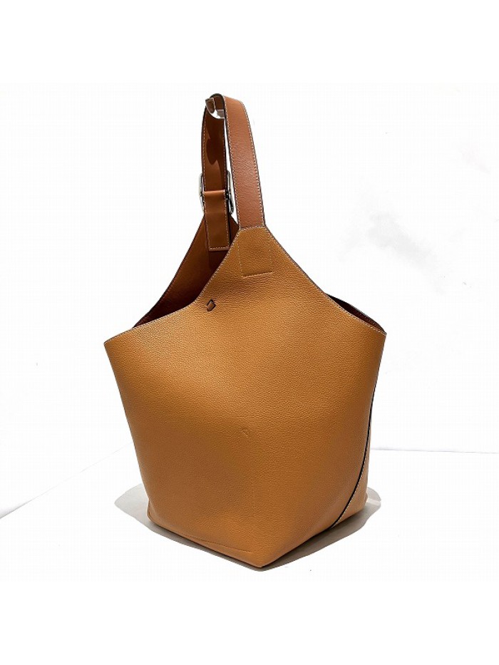 Leather Belted Balloon Bucket Bag