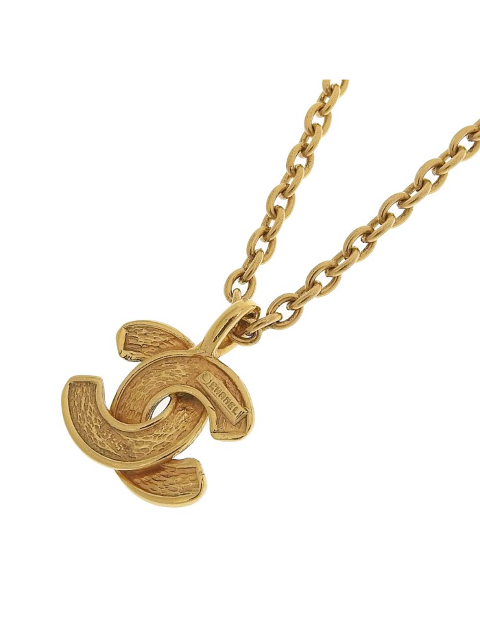 Quilted CC Logo Pendant Necklace