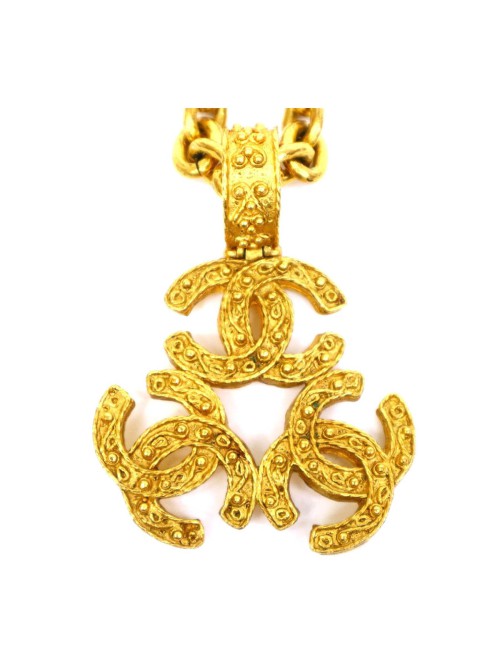 Triple CC Logo Pendant Necklace