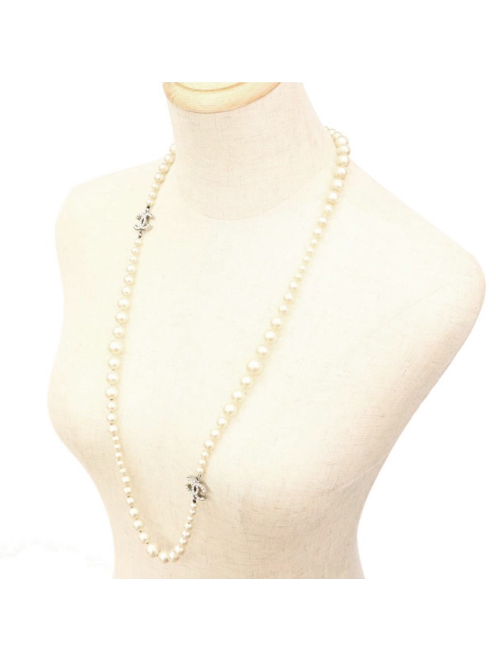 CC Faux Pearl Long Necklace
