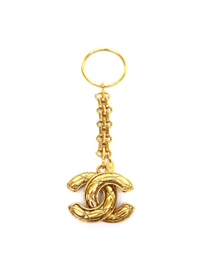 Quilted CC Logo Keychain