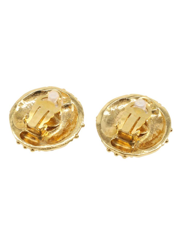 Round Frame Pearl Clip On Earrings