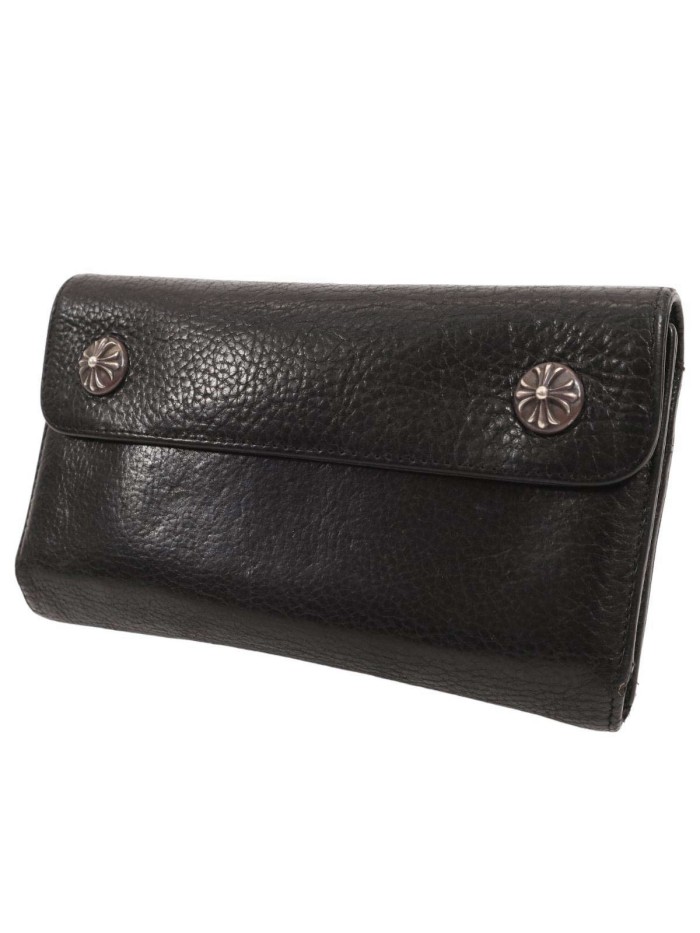 Leather Cross Ball Button Wallet