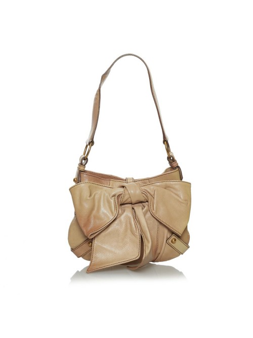 Leather Bow Shoulder Bag