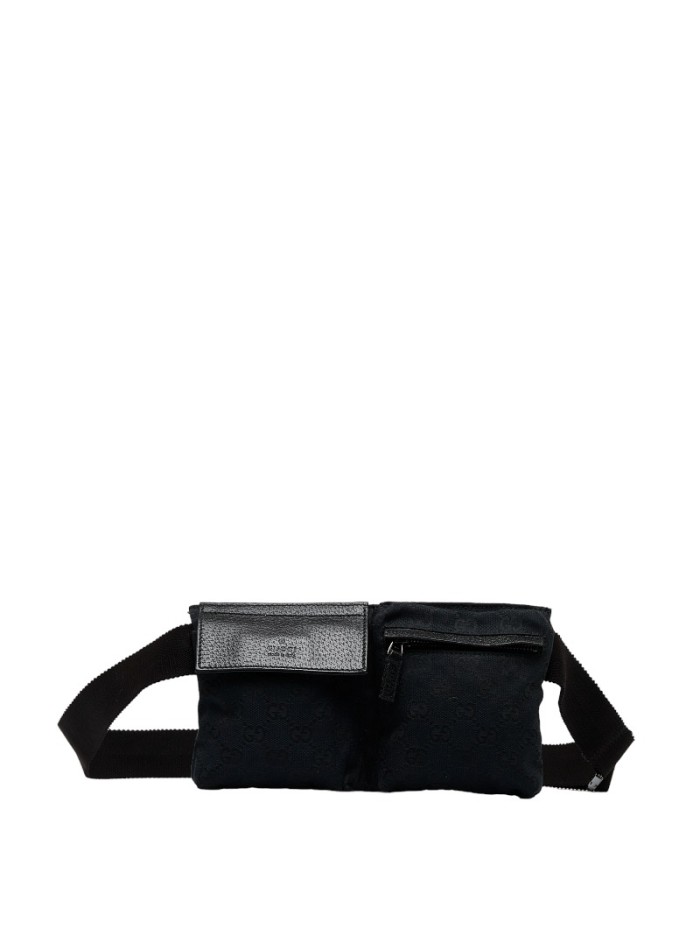 GG Canvas Double Pocket Belt Bag