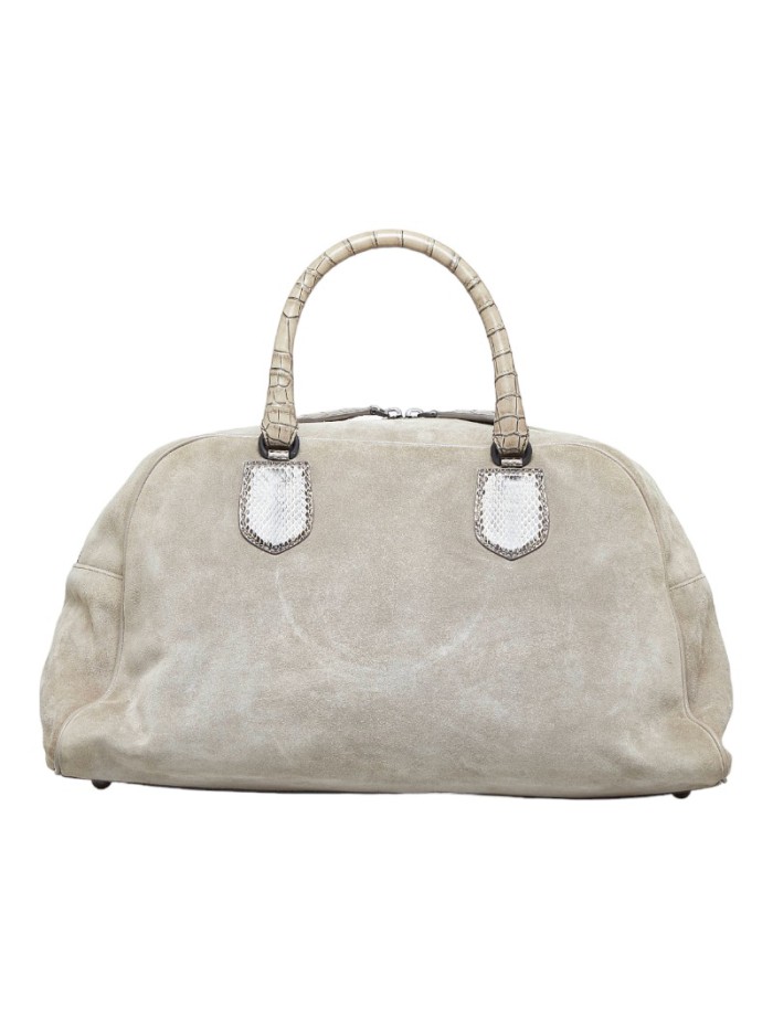 Suede & Leather Boston Bag